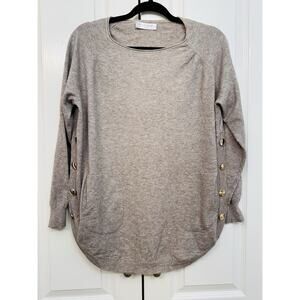 ebelieve Tunic Small (fits Medium) Toupe Side Buttons Front Pockets Comfortable